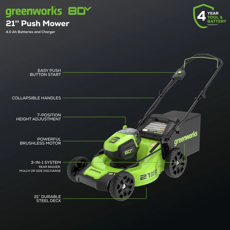 Greenworks 80V 21" Brushless Cordless Lawn Mower