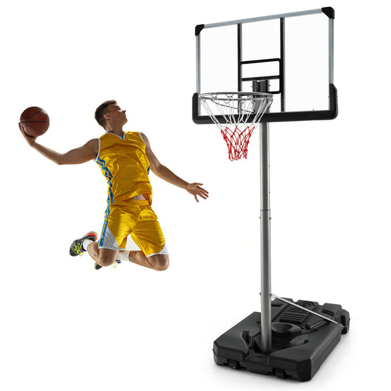 Portable Outdoor Basketball Hoop 64''-79'' Adjustable Poolside Basketball Goal System with 44" Backboard Wheeled Fillable Base
