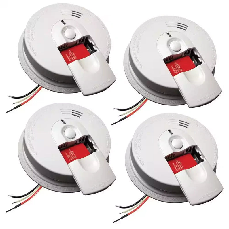 i4618 4-Pack Hardwired Smoke Alarm with Ionization Sensor, 120V AC, 9V Battery Backup