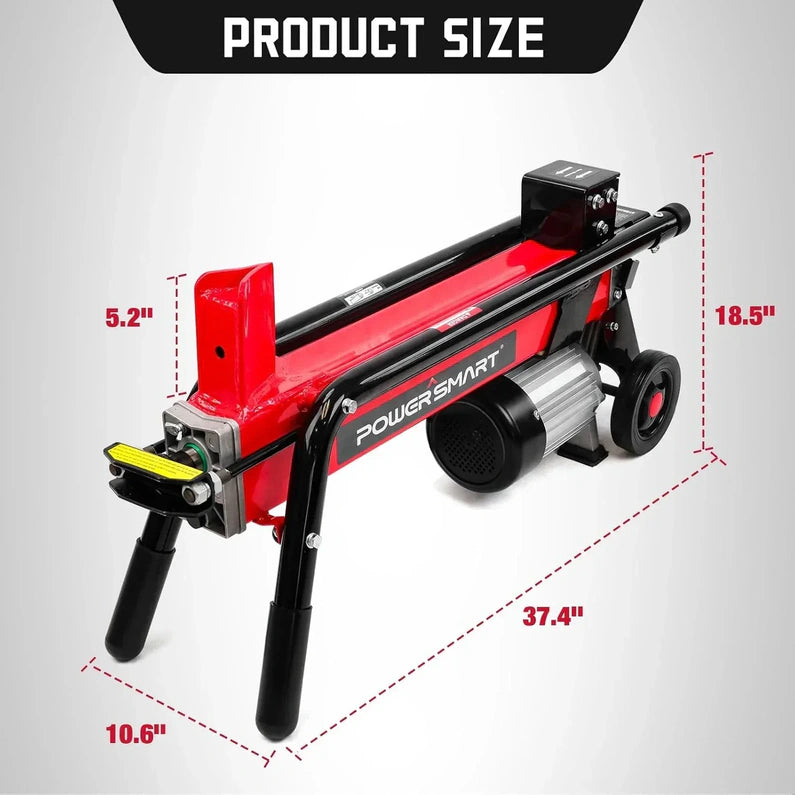 PowerSmart Electric Log Splitter 7-Ton - Efficient Wood Splitter with 3500 Motor Speed, 15 Amp, Horizontal Full Beam Design and Steel Wedge for Firewood & Kindling Cutting