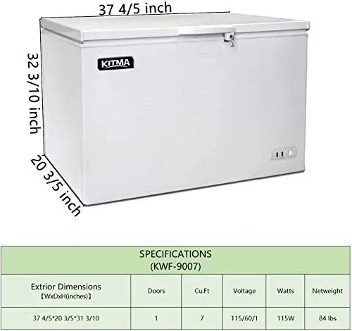 Commercial Top Chest Freezer 7 Cu. Ft - Deep Ice Cream Freezer with Wire Storage Basket, Solid Door, for Groceries, Kitchen, Restaurant White