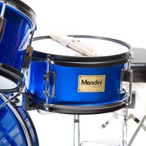 Mendini By Cecilio Drum Set For Kids/Junior – 16 Inch, 5 Piece, Blue Metallic – Starter Drums Kit w/Adjustable Throne, Cymbal, Pedal & Drumsticks – MJDS 5 BL