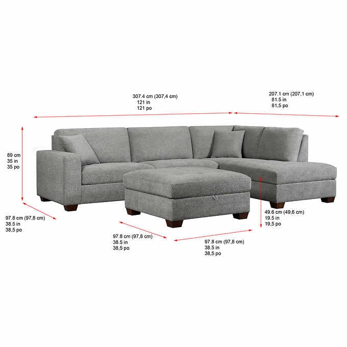 Thomasville Miles Fabric Sectional with Storage Ottoman