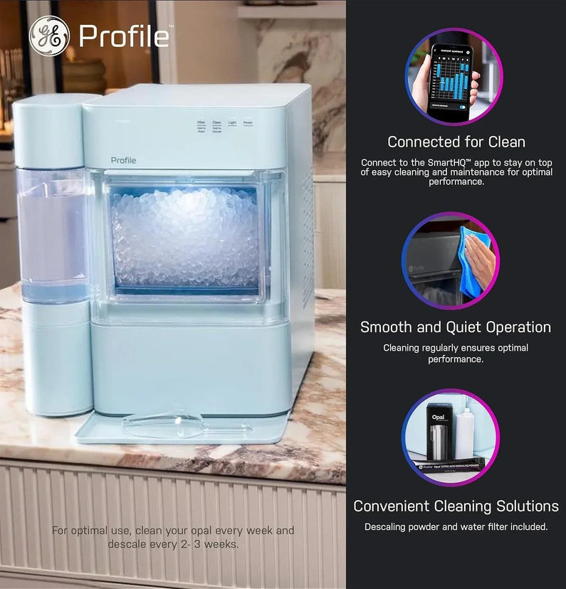 GE Profile Opal 2.0 XL with 1 Gallon Tank, Chewable Crunchable Countertop Nugget Ice Maker, Scoop included, 38 lbs in 24 hours, Pellet Ice Machine with WiFi & Smart Connected, Stainless Steel