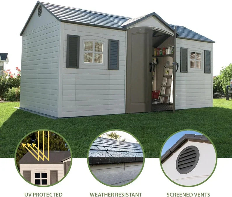 Lifetime 6446 Outdoor Storage Shed, 8 x 15 Foot, Desert Sand