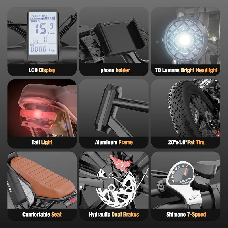 Electric Bike Q20, 2000W, 37Mph, 20" Fat Tires