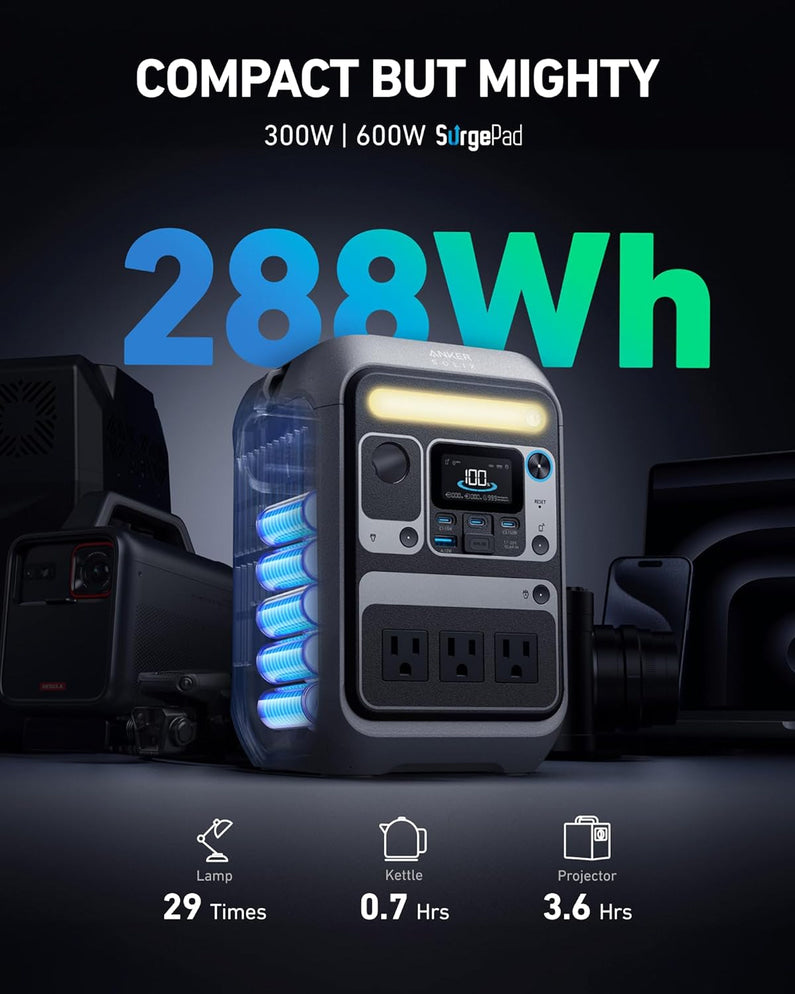 Portable Power Station Solix C300, 288Wh Battery
