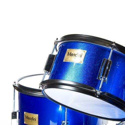 Mendini By Cecilio Drum Set For Kids/Junior – 16 Inch, 5 Piece, Blue Metallic – Starter Drums Kit w/Adjustable Throne, Cymbal, Pedal & Drumsticks – MJDS 5 BL