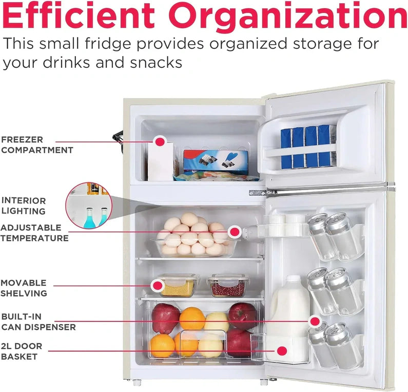 Frigidaire Retro Mini Fridge with Freezer & Side Bottle Opener-Small 2 Door Refrigerator for Office Bar or College Dorm Room-3.1 Cu Ft – 19”"D x 20.5" W x 33.5" H