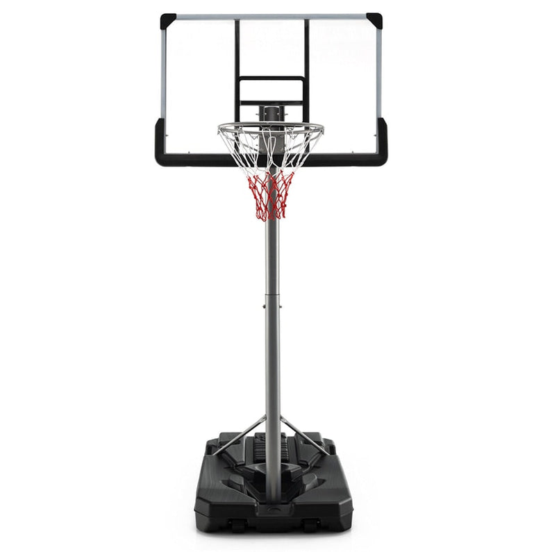 Portable Outdoor Basketball Hoop 64''-79'' Adjustable Poolside Basketball Goal System with 44" Backboard Wheeled Fillable Base
