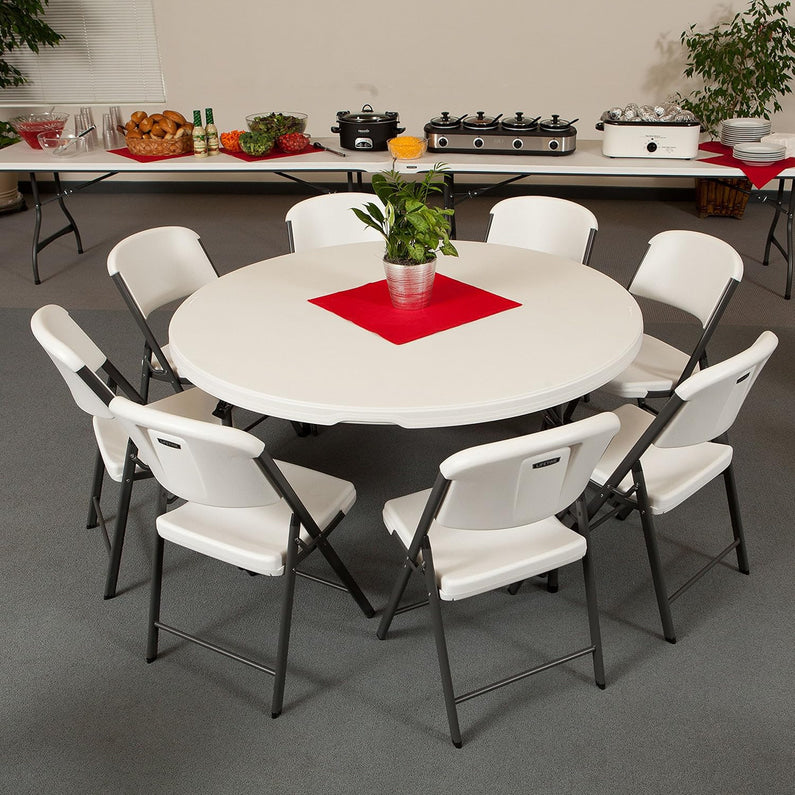 Lifetime 5' Round Folding Table (4 Pack), Commercial Grade, White