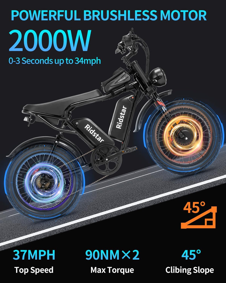 Electric Bike for Adults, 1000/2000W, 25-37Mph