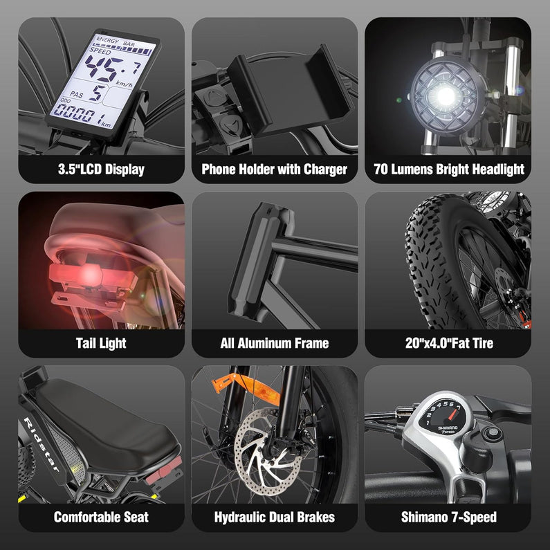 Electric Bike Q20, 2000W, 37Mph, 20" Fat Tires