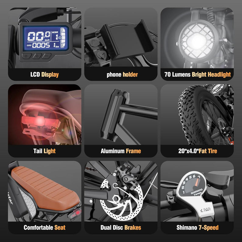 Electric Bike Q20, 2000W, 37Mph, 20" Fat Tires