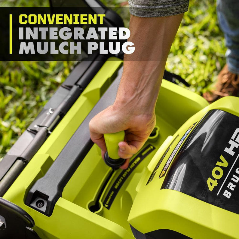 Ryobi 40V HP Brushless 21-in Self-Propelled AWD Lawn Mower Whisper Series ncludes (2) 6.0Ah Batteries and Charger