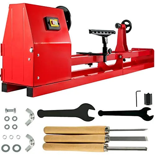 Mophorn Wood Lathe 14" x 40", Benchtop Wood Lathe with 3 Chisels
