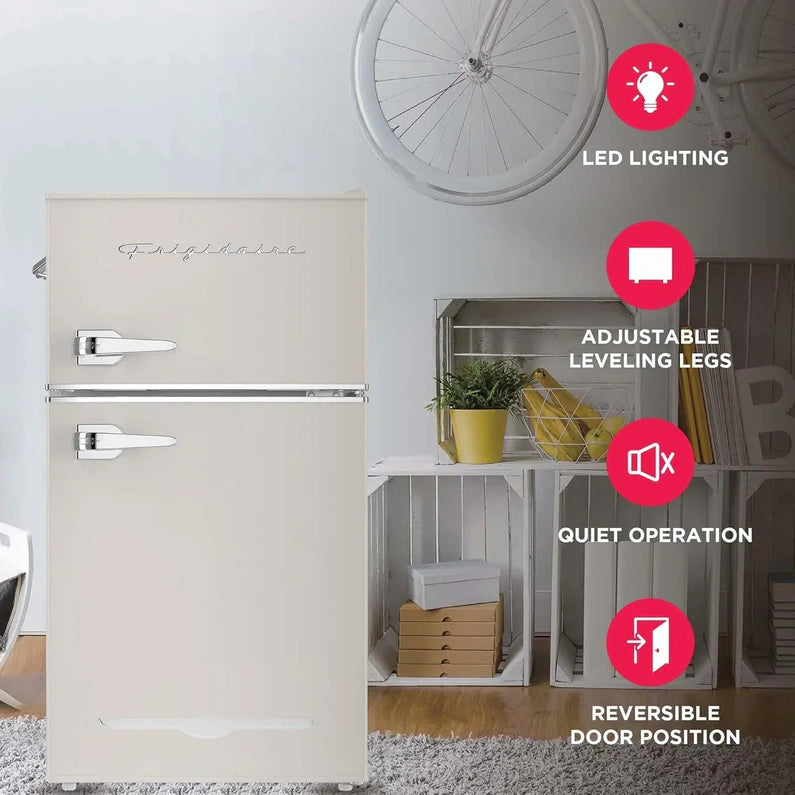 Frigidaire Retro Mini Fridge with Freezer & Side Bottle Opener-Small 2 Door Refrigerator for Office Bar or College Dorm Room-3.1 Cu Ft – 19”"D x 20.5" W x 33.5" H