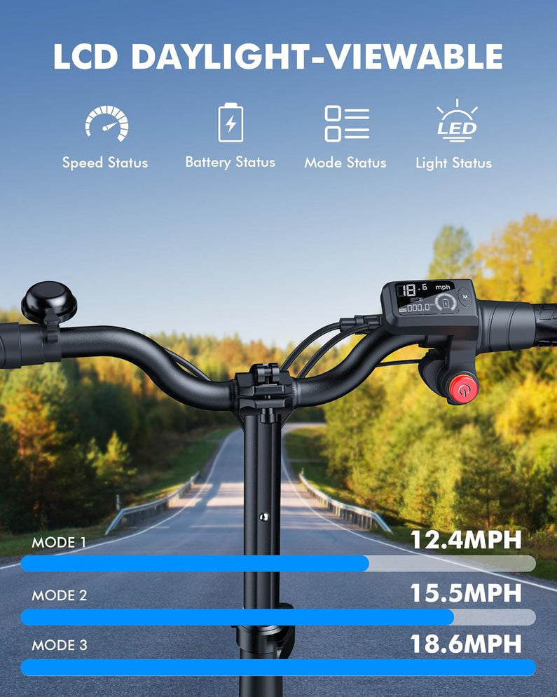 Electric Scooter with Large Basket, 550W Motor