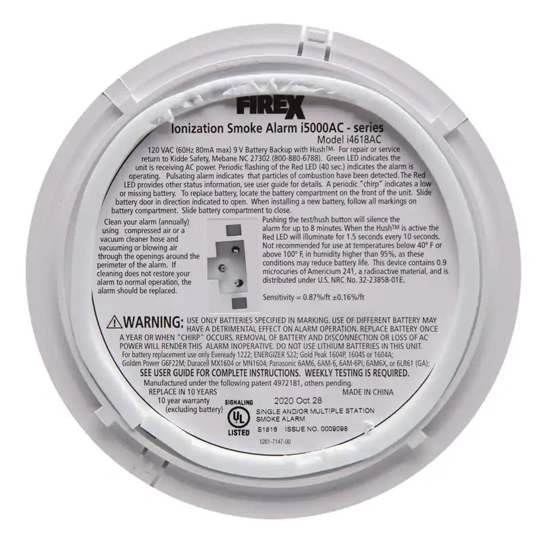 i4618 4-Pack Hardwired Smoke Alarm with Ionization Sensor, 120V AC, 9V Battery Backup