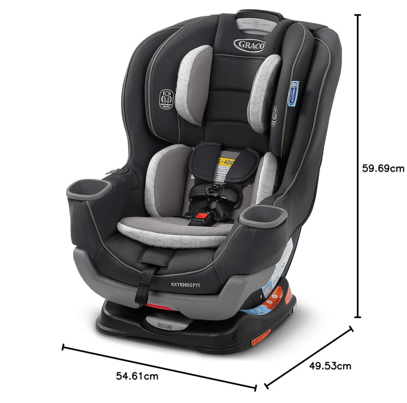 Extend2Fit Convertible Baby Car Seat, Rear and Forward Facing, Adjustable Extension Panel for Extra Legroom, Gotham
