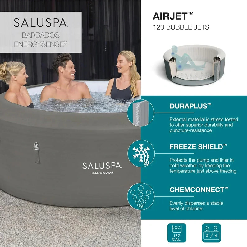 Inflatable Hot Tub Spa (71" x 26") | Portable Hot Tub with 2 Covers (1 Energy-Efficient Thermal Cover and 1 Standard Cover) | Fits Up to 2-4 Persons | Black