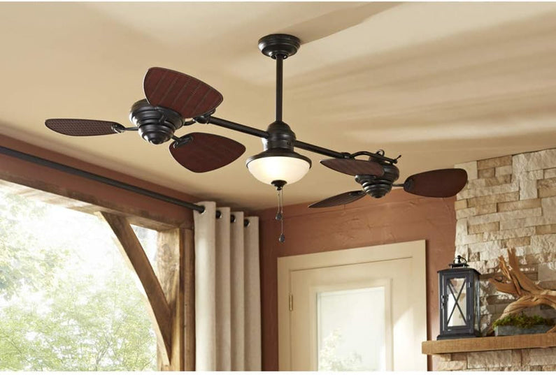Harbor Breeze Twin Breeze II 74" Outdoor Ceiling Fan, Bronze