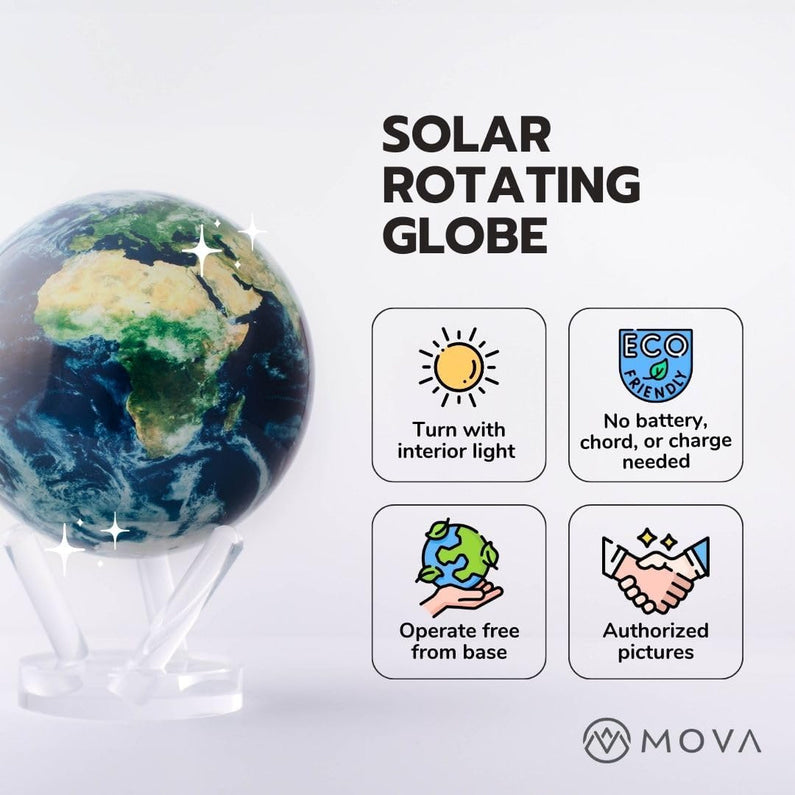 MOVA 4.5" Self-Rotating Globe Earth with Clouds, Light Powered