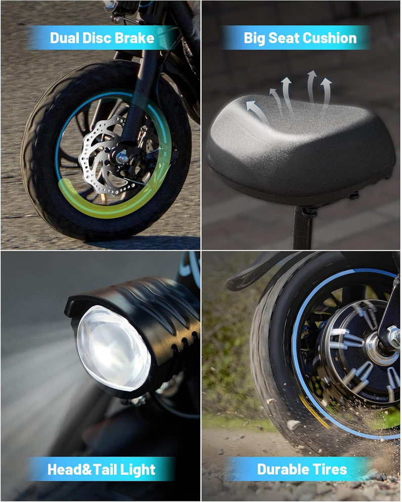 Electric Scooter with Large Basket, 550W Motor