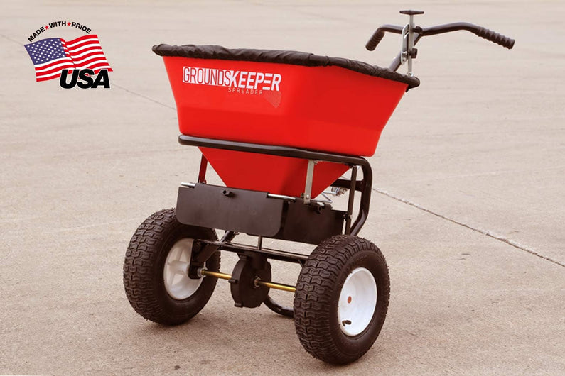 Multi-Purpose Walk Behind Push Spreader 3039632R Grounds Keeper, 100 Pound Capacity, Multi Use Tool for Grass Seed, Salt, De-Icer, Fertilizer and Seeds
