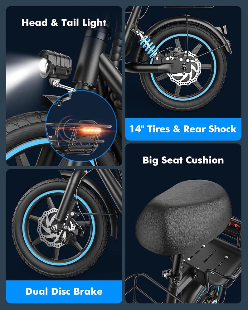 Electric Scooter with Large Basket, 550W Motor