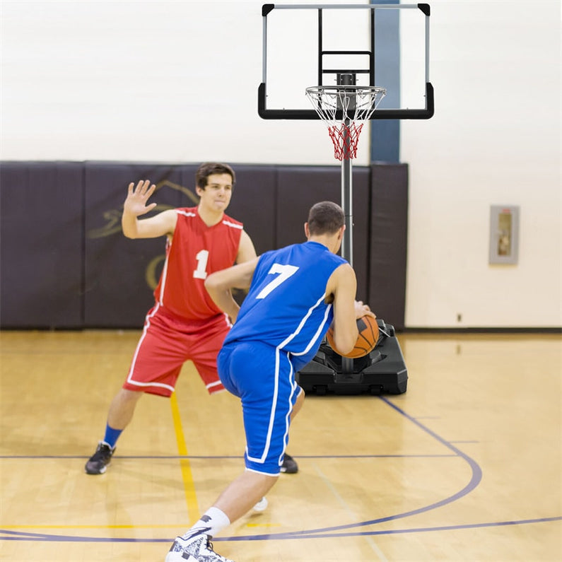 Portable Outdoor Basketball Hoop 64''-79'' Adjustable Poolside Basketball Goal System with 44" Backboard Wheeled Fillable Base