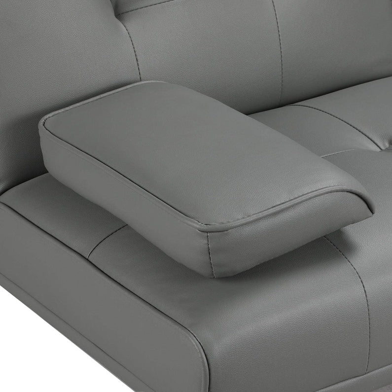 Yaheetech Convertible Sofa Bed Adjustable Couch Sleeper Modern Faux Leather Home Recliner Reversible Loveseat Folding Daybed Guest Bed, Removable Armrests, Cup Holders, 3 Angles, 772lb Capacity, Black