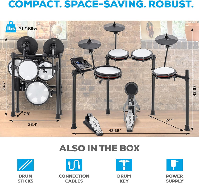Nitro Max Electric Drum Set with Mesh Pads & Bluetooth