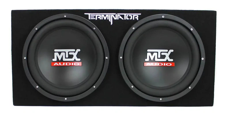 MTX 12" Dual Loaded Car Subwoofer w/Sub Box, Amplifier, & QPower Wiring Kit
