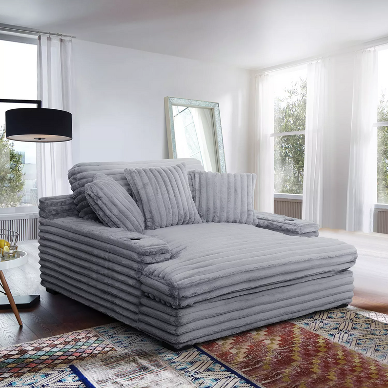 Nestle Chaise Lounge With Dual Cupholders And Charging Ports