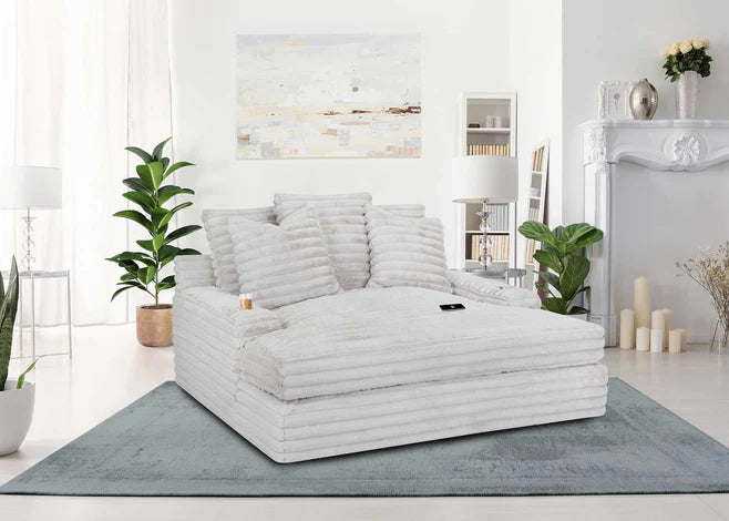 Nestle Chaise Lounge With Dual Cupholders And Charging Ports
