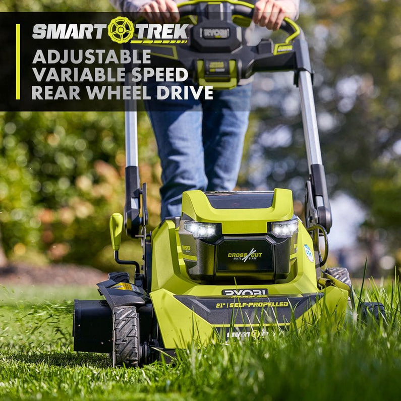Ryobi 40V HP Brushless 21-in Self-Propelled AWD Lawn Mower Whisper Series ncludes (2) 6.0Ah Batteries and Charger