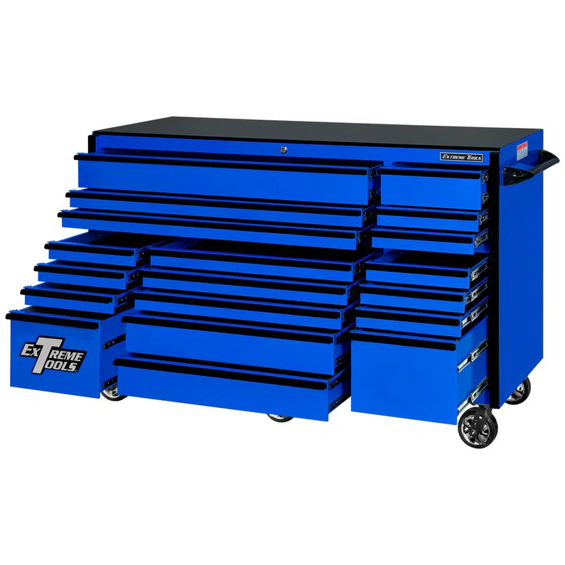 Extreme Tools RX250 Series 72-in x 30-in Roller Cabinet 19-Drawer 250 lb Drawer Slides