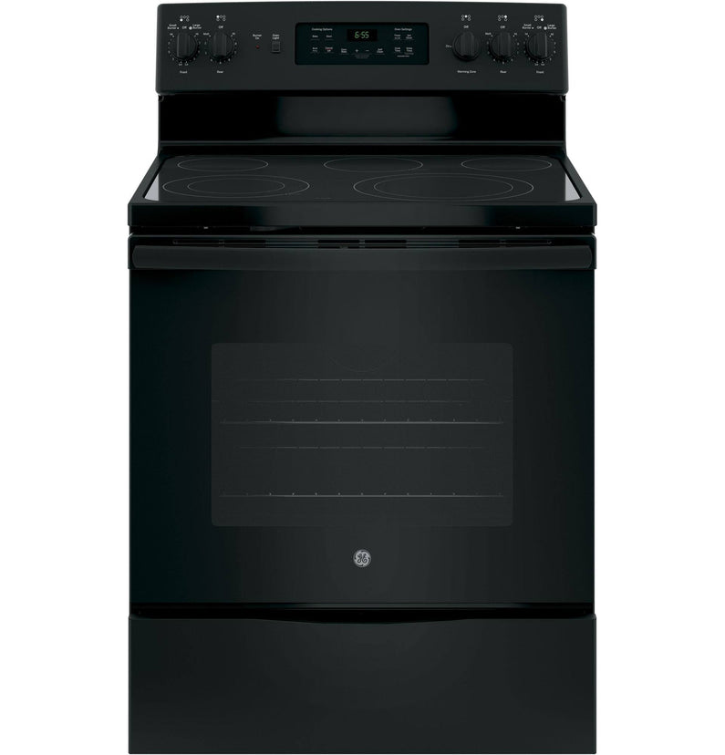 GE 30 Freestanding Electric Range, Black Dual-Element Cooktop, Convection Oven, Self-Cleaning