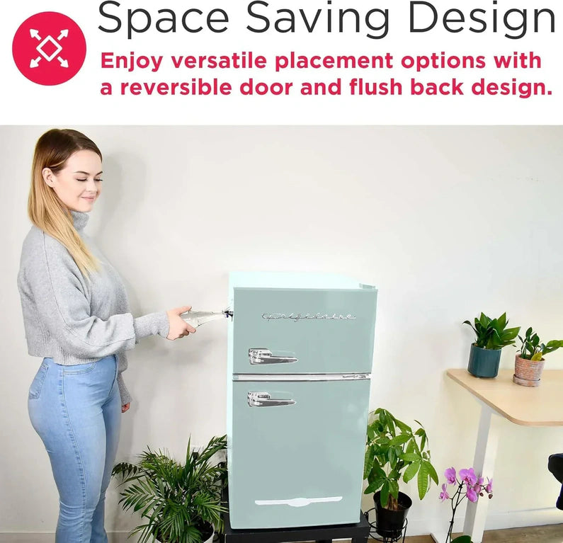 Frigidaire Retro Mini Fridge with Freezer & Side Bottle Opener-Small 2 Door Refrigerator for Office Bar or College Dorm Room-3.1 Cu Ft – 19”"D x 20.5" W x 33.5" H