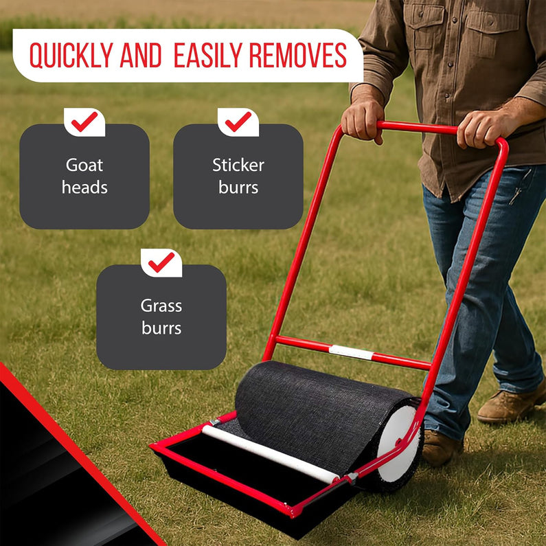 X-Large Sticker Burr Roller Remover Yard Tool, 18", Push Model 2.0